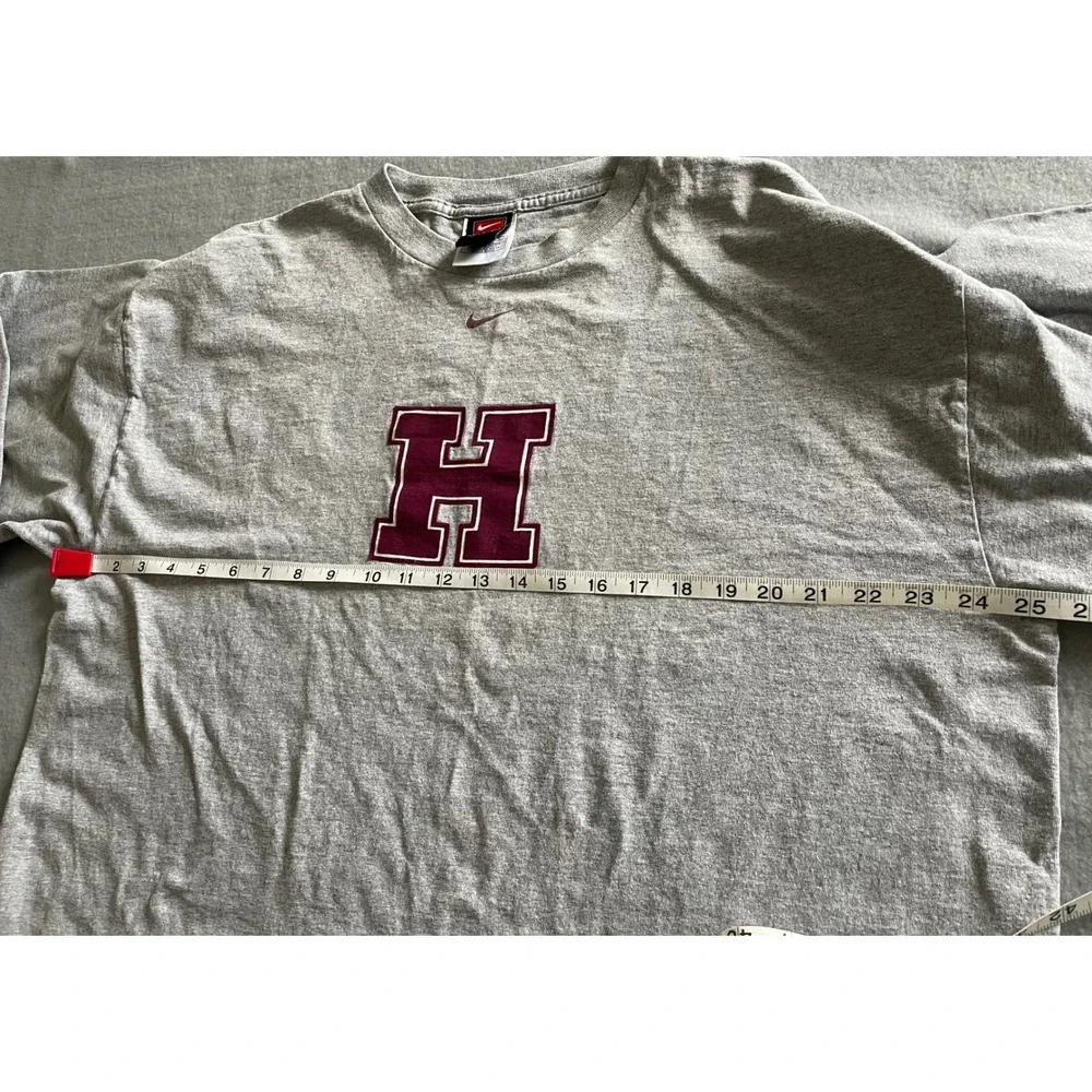 VTG Nike Team Harvard‎ Crimson Long Sleeve Shirt Mens XL Gray Cotton Swoosh SHL